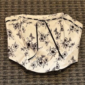 Floral Black and White Crop Top